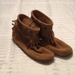Minnetonka short suede booties